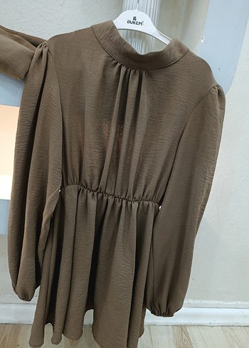 Drapeli Kahverengi Hamile Bluzu - Görsel 2