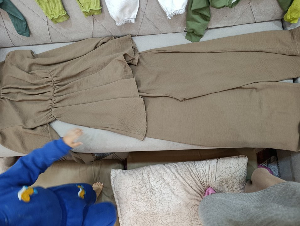 Drapeli Kahverengi Hamile Bluzu - Görsel 4