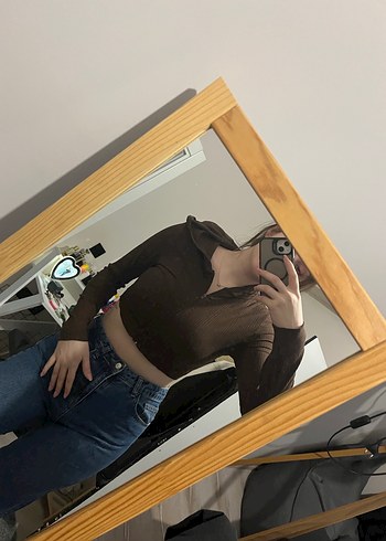 Kahverengi Fermuarlı Uzun Kollu Kadın Kazak - Görsel 2