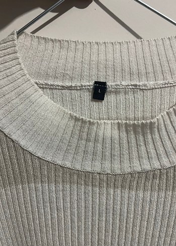 Bej Gri Çizgili Kadın Triko Kazak - Görsel 2