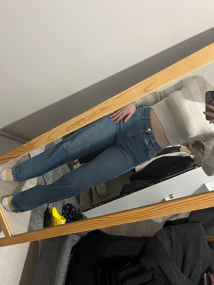 Gri Kadın düz Paça Jean - Görsel 3