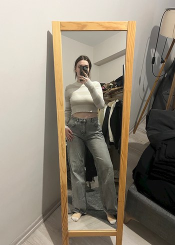 Gri Denim Kadın Normal Boy Jean - Görsel 4