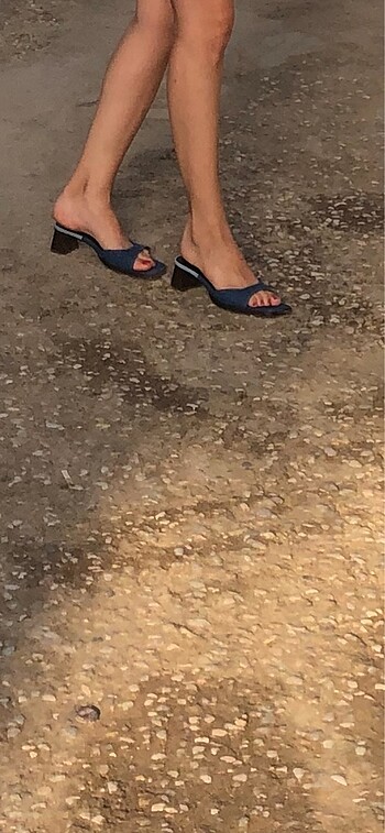 Zara Zara ahşap topuklu kot terlik