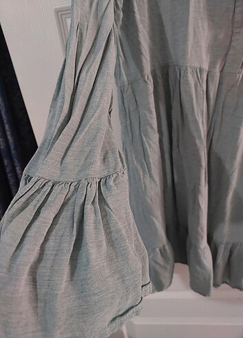 38 Beden yeşil Renk Lcw modest keten tunik