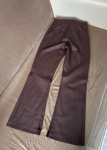 Bershka Kahverengi Suni  Deri Pantolon - Görsel 3