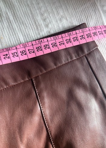 Bershka Kahverengi Suni  Deri Pantolon - Görsel 5