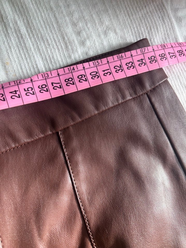 Bershka Kahverengi Suni  Deri Pantolon - Görsel 5