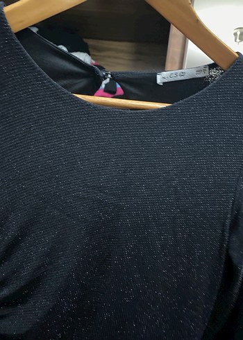 s Beden Siyah Uzun Kollu Midi Elbise