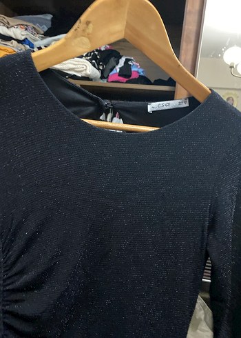 Diğer Siyah Uzun Kollu Midi Elbise