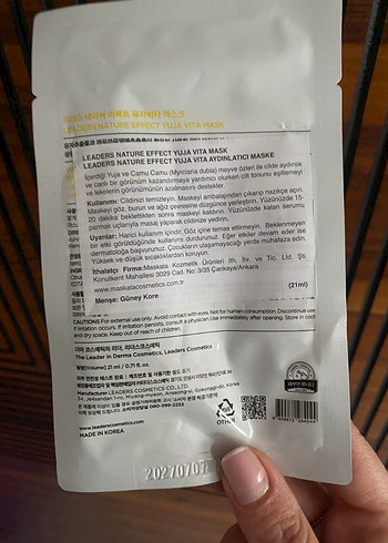 Leaders Nature Effect Yuja Vita Mask - Görsel 2