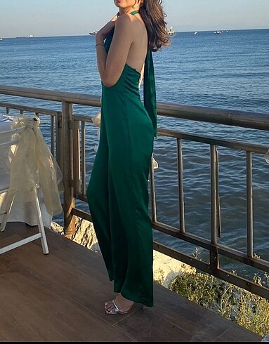 xs Beden yeşil Renk Saten Tulum