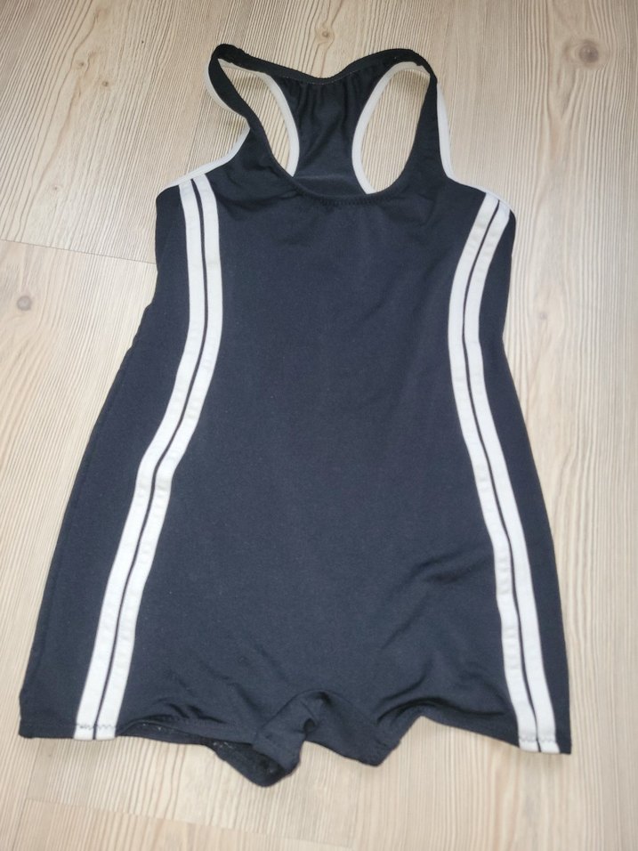 Siyah Gri Çizgili Spor Kadın Mayo - Görsel 2