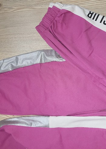 Gri Detaylı Pembe Kadın Spor Eşofman Altı