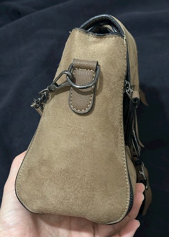 Bej Süet Tokalı Kadın Çanta - Görsel 2