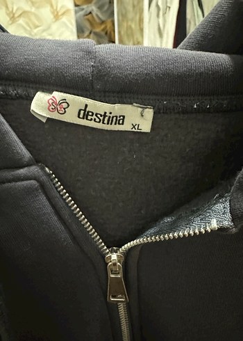 Kadın  Gri Fermuarlı Kapüşonlu Sweatshirt - Görsel 3