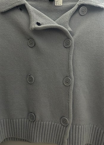 Lila Düğmeli Midi Triko Hırka - Görsel 3