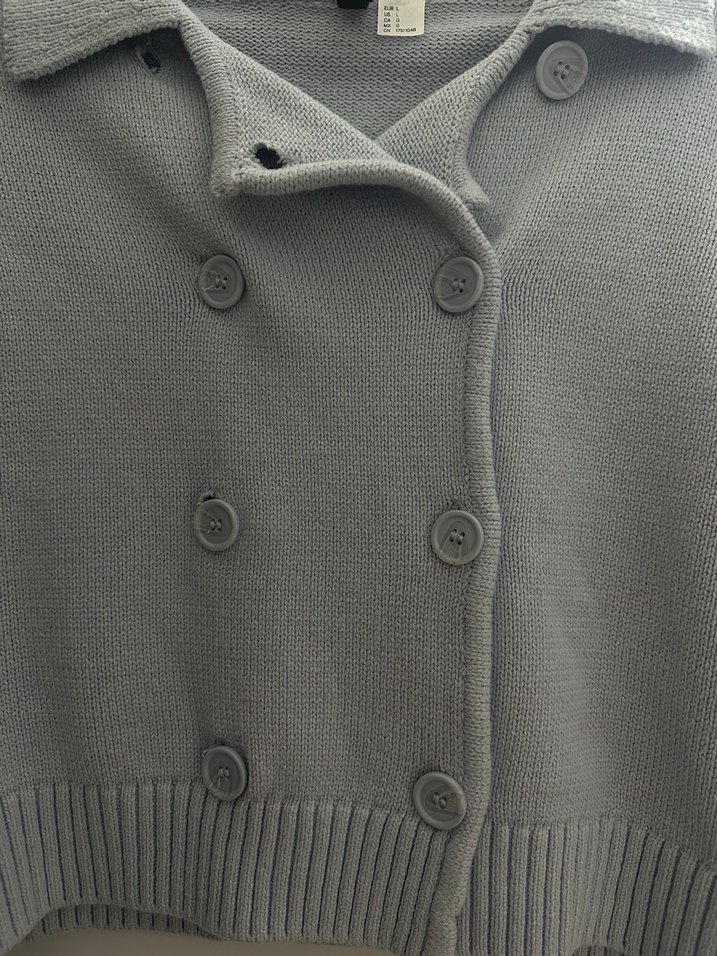 Lila Düğmeli Midi Triko Hırka - Görsel 3