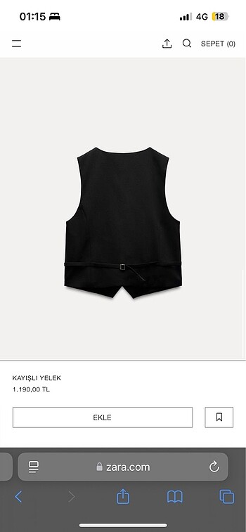 Zara Arkası kemerli yelek