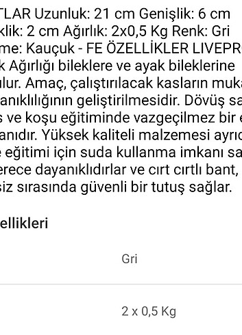 Diğer Livepro LP8287 2×0,5 kg cırtlı el ayak ağırlığı