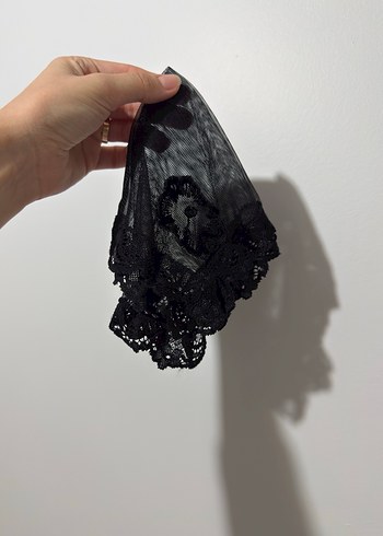 Dantel Detaylı Siyah gelin duvağı - Görsel 4