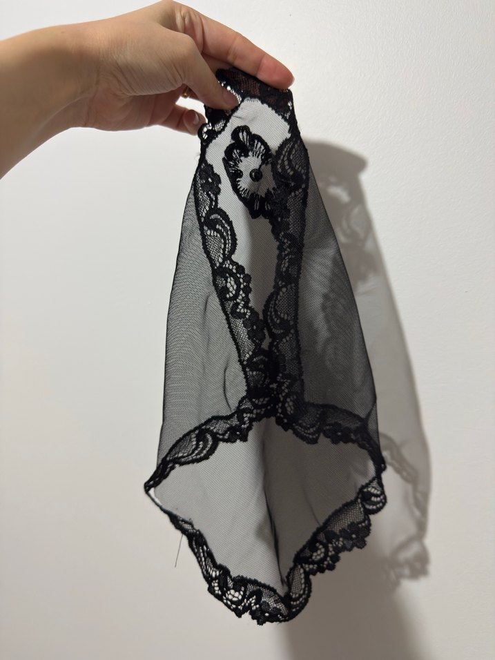 Dantel Detaylı Siyah gelin duvağı - Görsel 3