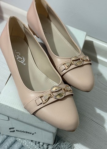 Bej Tokalı Modern Klasik Kadın Topuklu Ayakkabı - Görsel 3