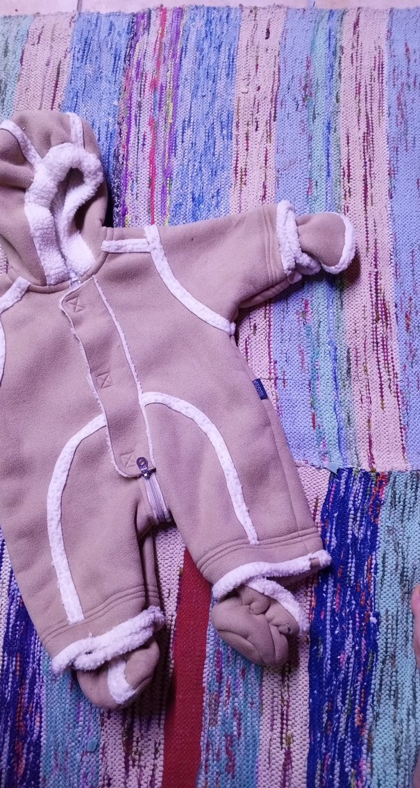 Kız Bebek Düğmeli Kahverengi Kış Tulumu - Görsel 2