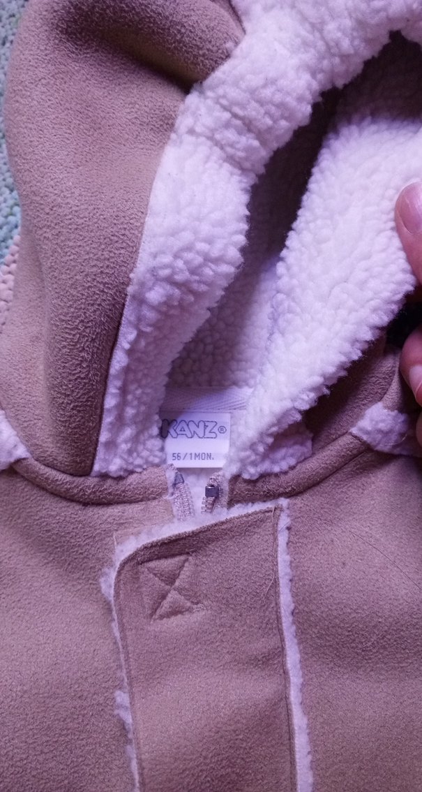 Kız Bebek Düğmeli Kahverengi Kış Tulumu - Görsel 4