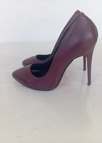 35,5 Beden bordo Renk Diger Bordo Deri Stiletto Topuklu Kadın Ayakkabı