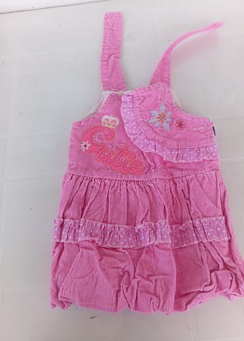 Pembe Nakışlı Kolsuz Kız Elbisesi