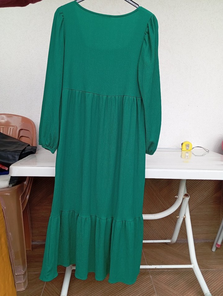 Uzun Yeşil Kadın Elbise - Görsel 2