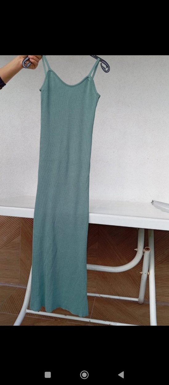 Turkuaz Uzun Askılı Günlük Elbise - Görsel 2