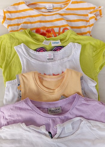 Kız Çocuk Renkli Kısa Kollu Tişört - Görsel 11