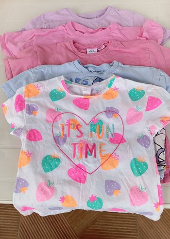 Kız Çocuk Renkli Kısa Kollu Tişört - Görsel 7