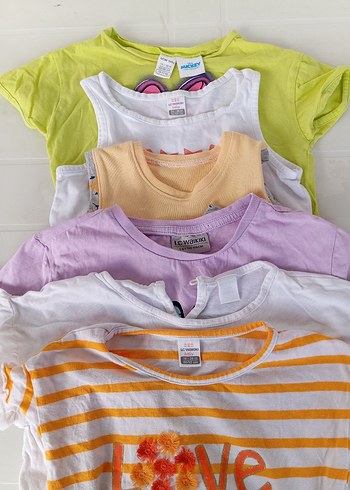 Kız Çocuk Renkli Kısa Kollu Tişört - Görsel 10