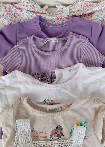 Kız Çocuk Renkli Kısa Kollu Tişört - Görsel 14