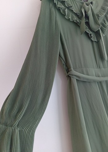Diger Kadın Uzun Yeşil Piliseli Elbise - Görsel 5
