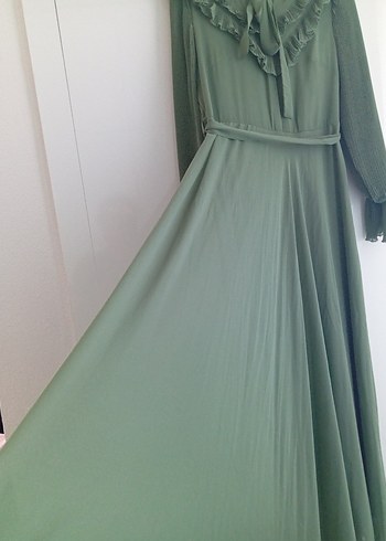 Diger Kadın Uzun Yeşil Piliseli Elbise - Görsel 4