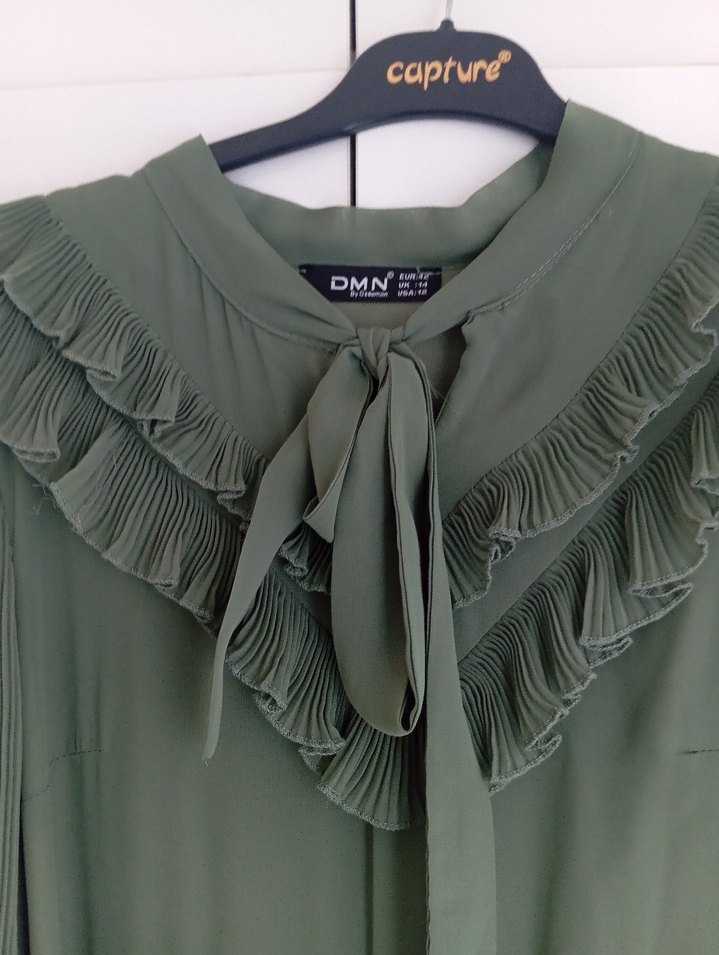 Diger Kadın Uzun Yeşil Piliseli Elbise - Görsel 3