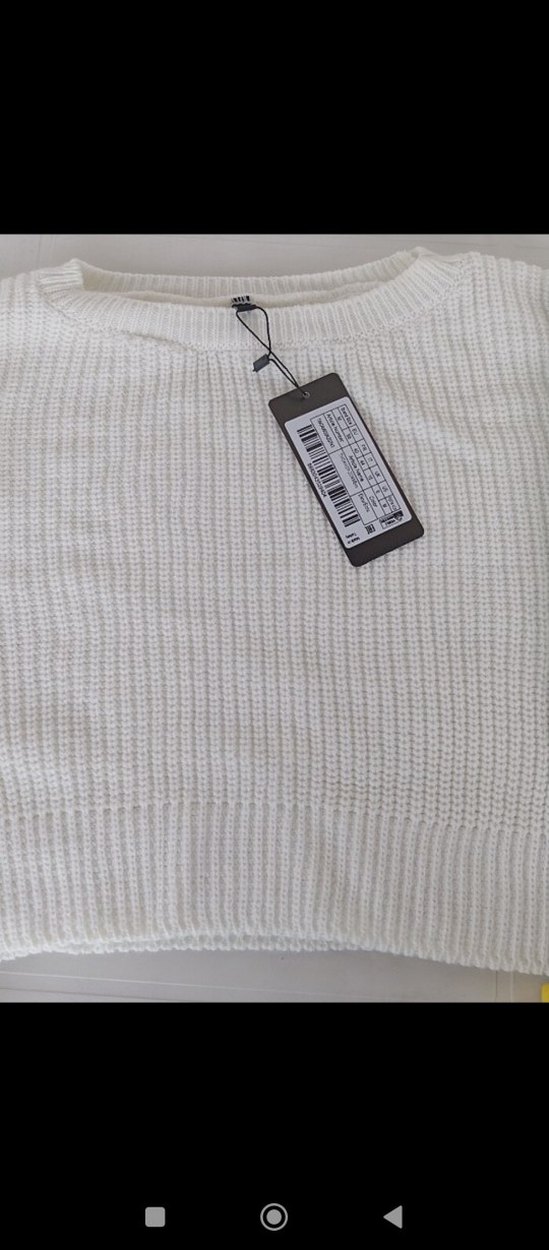 Beyaz Örgü Kadın Kazak - Görsel 3