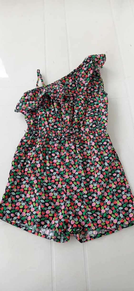 Renkli Desenli Fırfırlı Bebek Kız Tulum - Görsel 2