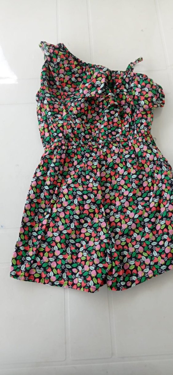 Renkli Desenli Fırfırlı Bebek Kız Tulum - Görsel 3