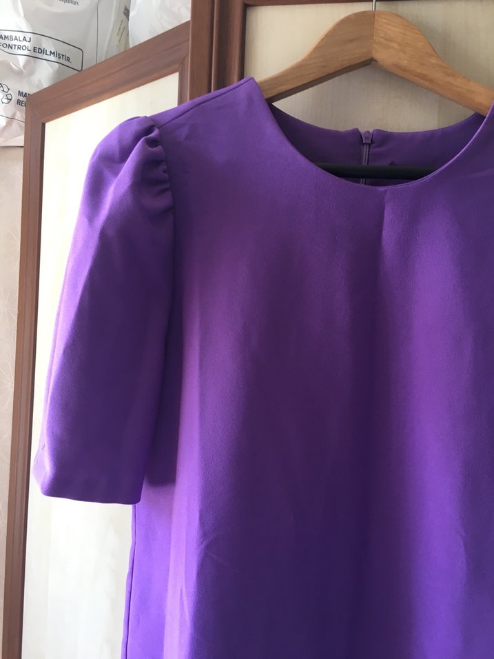 Mor Midi Elbise - Görsel 2