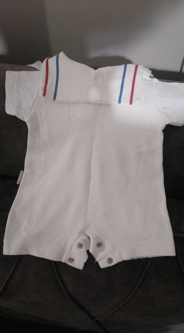 Bebek Erkek Kısa Kollu Beyaz Tulum - Görsel 3