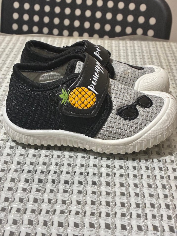 Gri Desenli Erkek Çocuk Spor Ayakkabı Velcro - Görsel 2