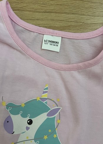 6 Yaş Beden Pembe Unicorn Baskılı Kız Elbise