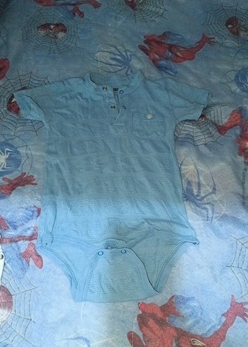 Mavi Pamuklu Bebek Body V Yaka - Görsel 2