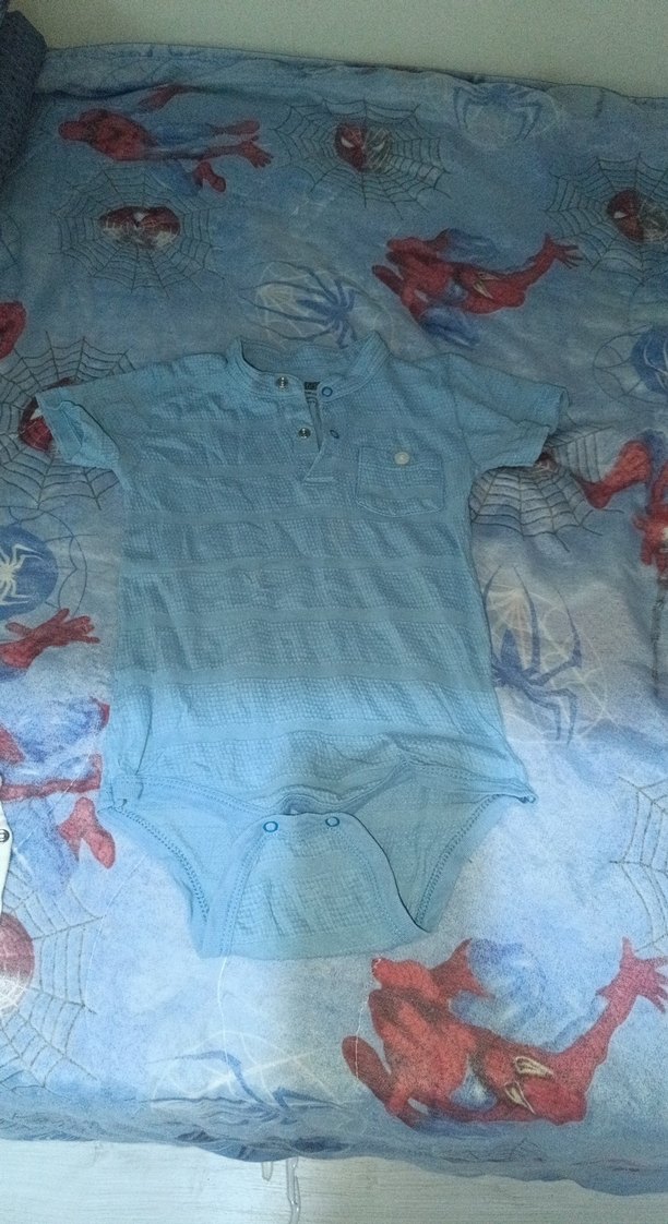 Mavi Pamuklu Bebek Body V Yaka - Görsel 2