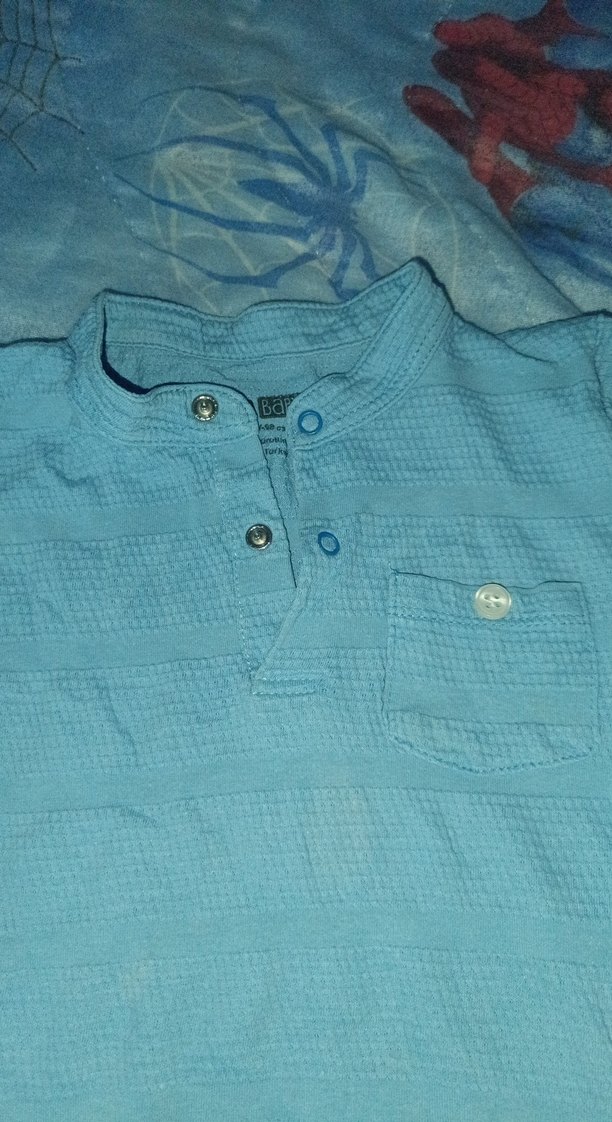 Mavi Pamuklu Bebek Body V Yaka - Görsel 3