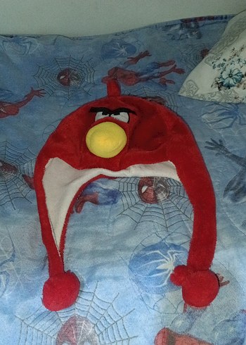 2-3 Yaş, 20 cm Beden Kırmızı Öfkeli Kuş Peluş şapka